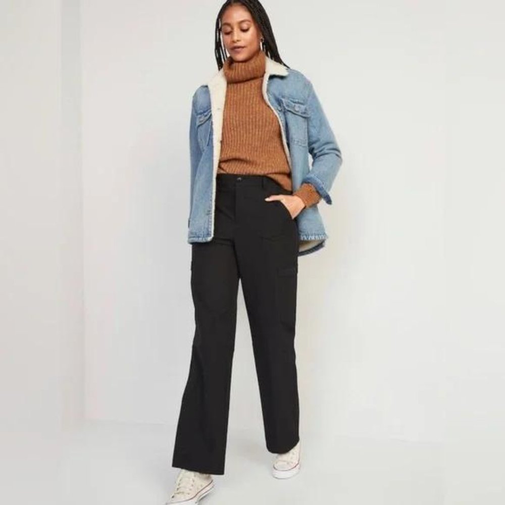 High-Waisted All-Seasons StretchTech Water-Repellent Straight Cargo Pants New - Picture 3 of 6